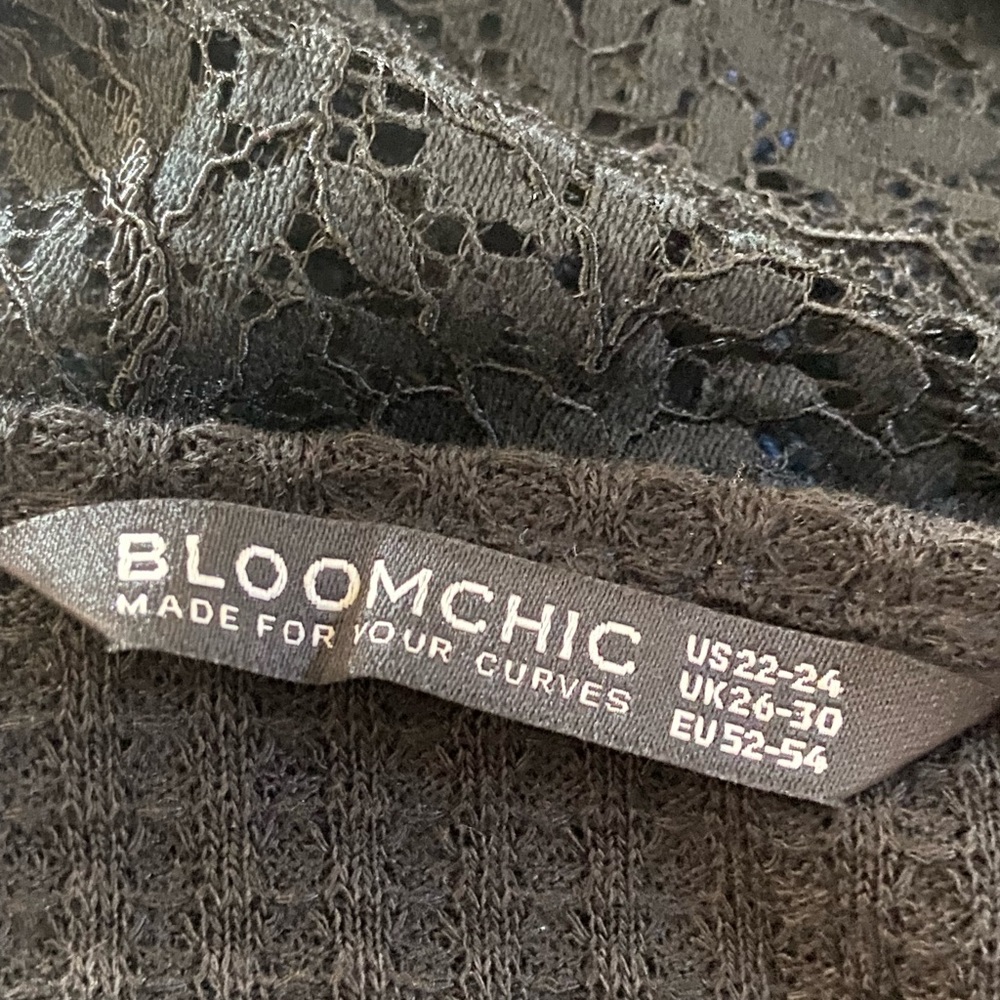 Bloomchic Solid Black V Neck Blouse W/ Lace Heart… - image 3